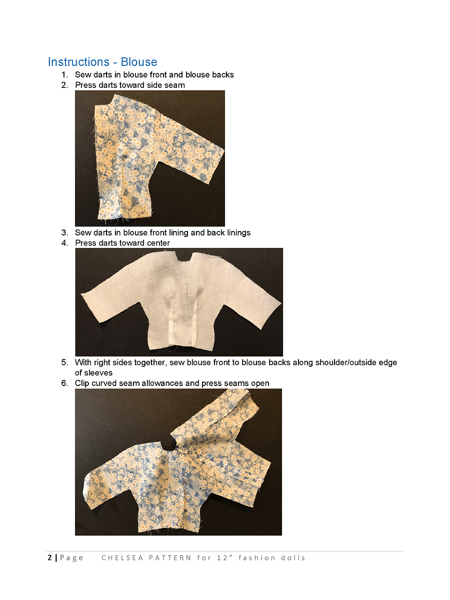Chelsea sewing pattern for 12" fashion dolls product image (3)