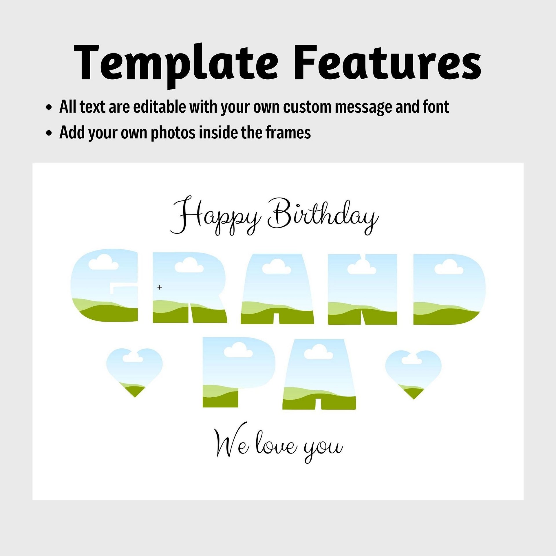Happy Birthday Grandpa Photo Collage Canva Template product image (4)