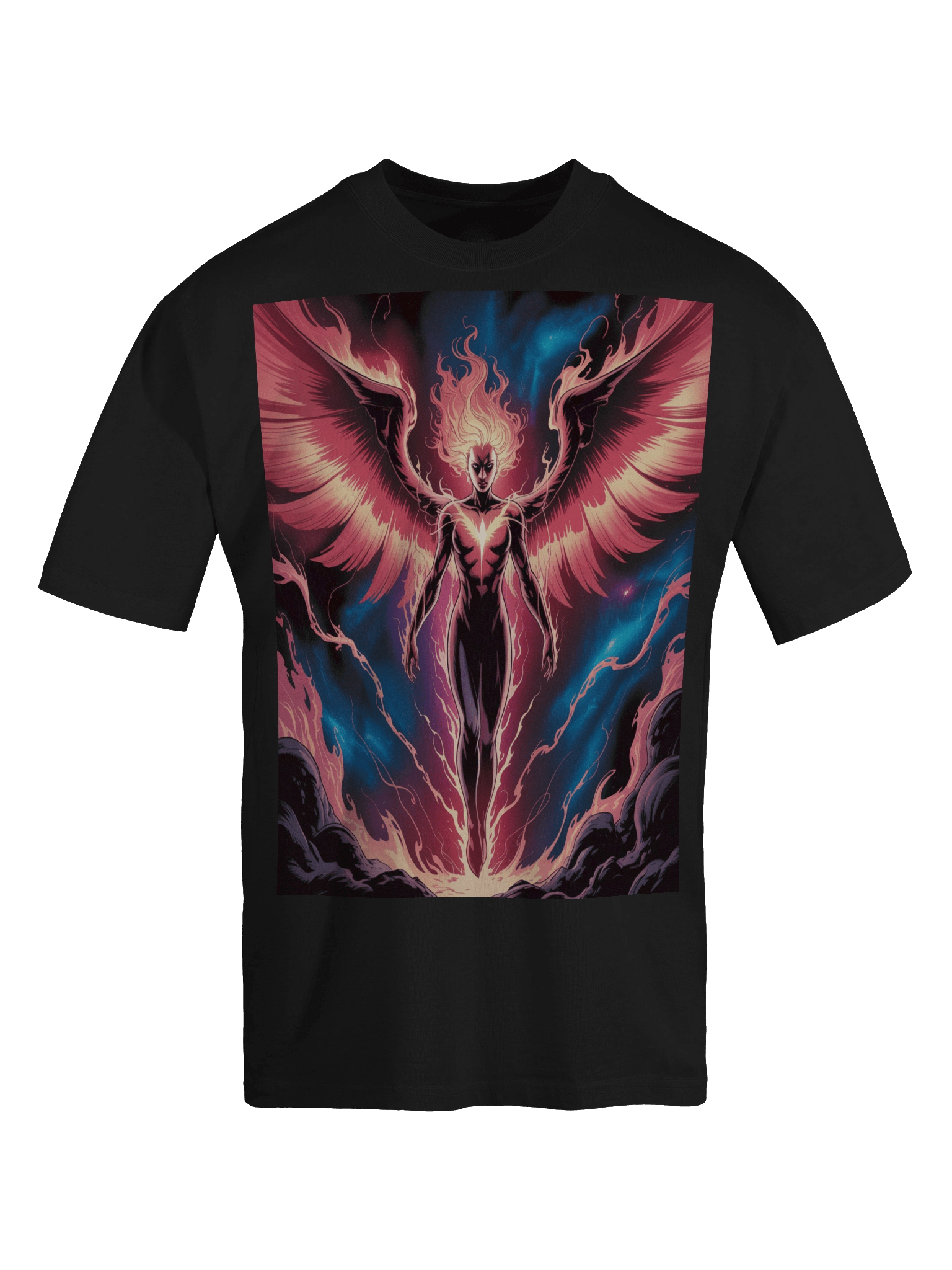 Dark Phoenix Stellar Blaze Oversized Faded T-Shirt – Inferno Wing Ascent product image (1)