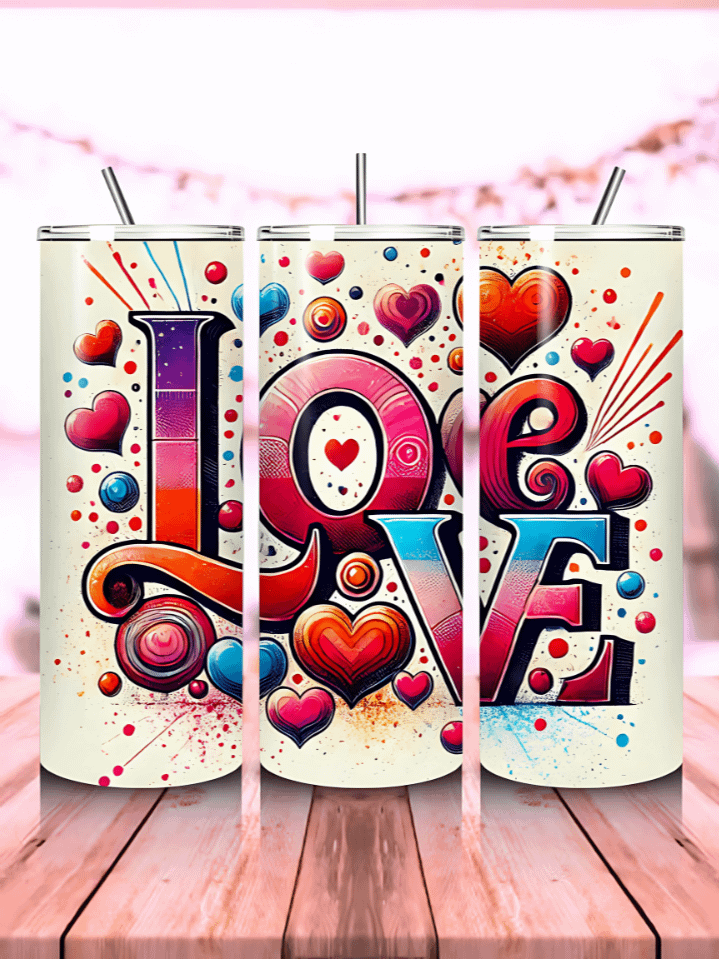 Valentine’s Day 20oz Skinny Tumbler Wrap – Love Letters PNG Sublimation Design – Romantic Valentine’s Day Artwork – Instant Digital Download – 300 DPI product image (1)