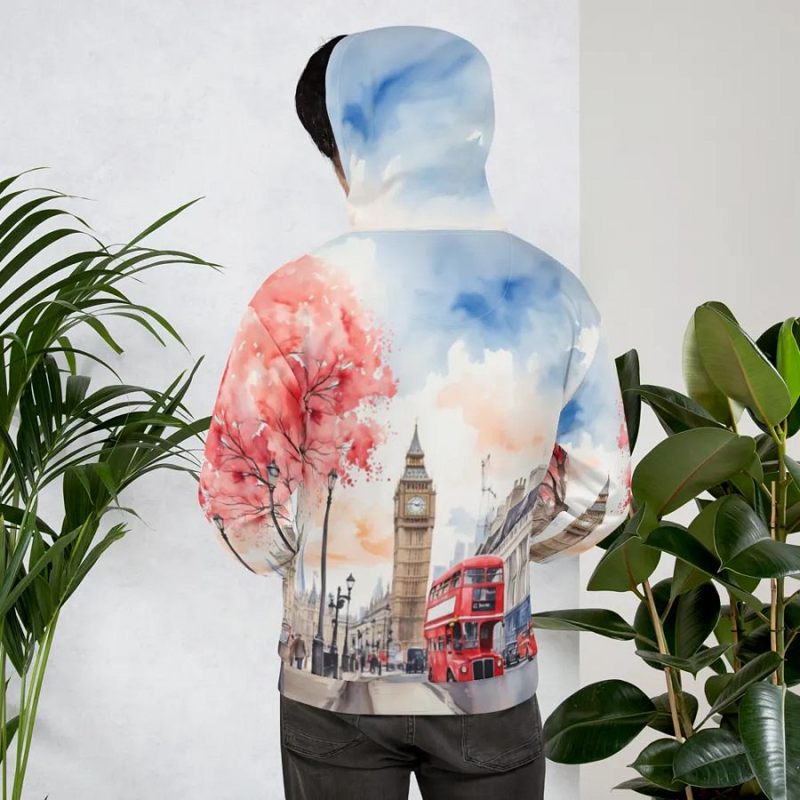 London England Watercolor All Over Print Hoodie product image (11)