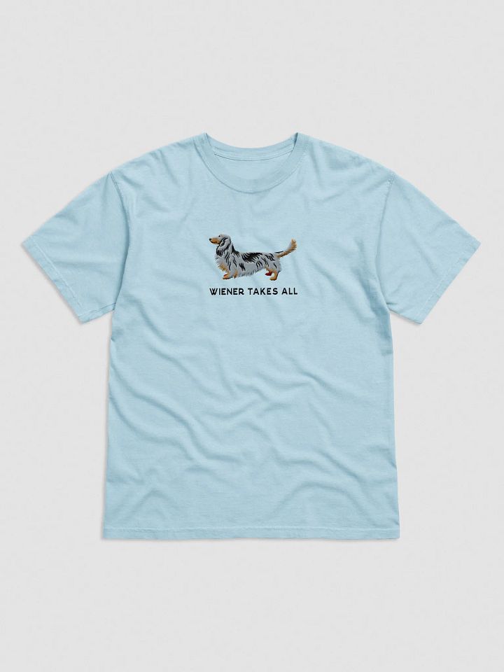 Wiener Takes All T-Shirt(Embroidered) of a Longhaired Dachshund(Dapple) product image (41)