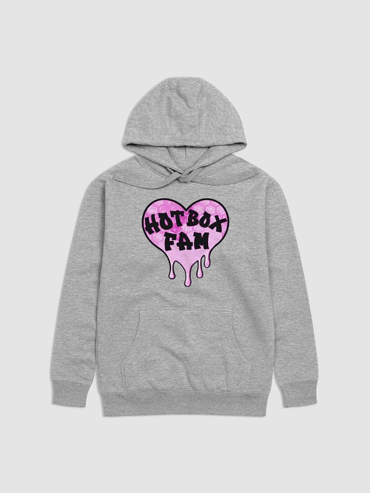 UNISEX HOT BOX FAM PINK HONEY COMB LOGO GREY HOODIE product image (1)