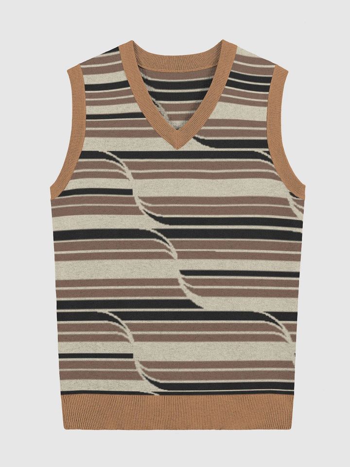 Brown Retro Stripes Knitted Vest product image (1)