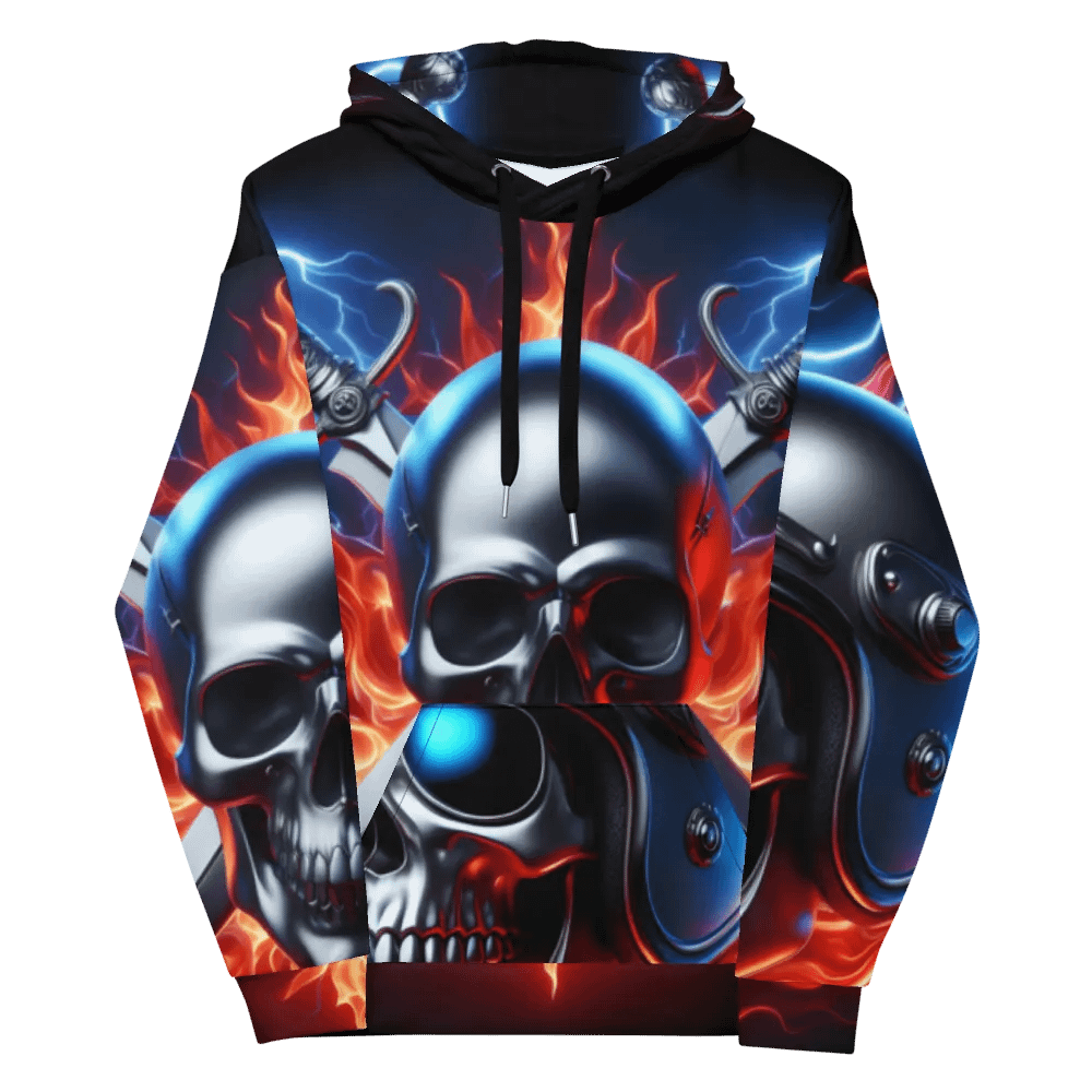 Silver Digital Skull Art - Unisex Skull Hoodie #30 product image (12)