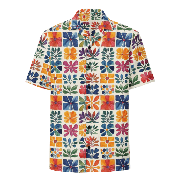 Mexican Folk Art Floral Pattern: Seamless Patchwork Papel Picado Hawaiian Shirt product image (1)
