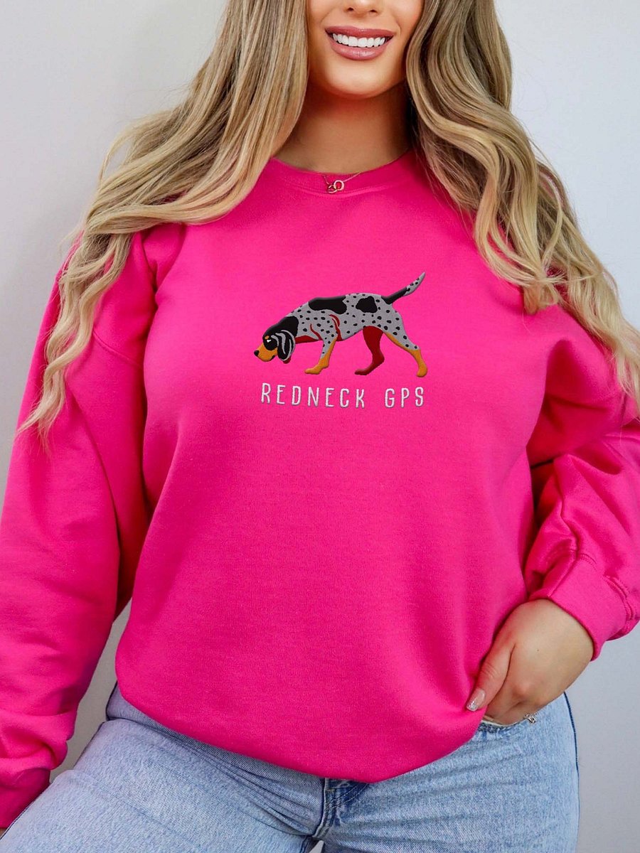 Redneck GPS Sweatshirt (Embroidered) of a Bluetick Coonhound product image (2)