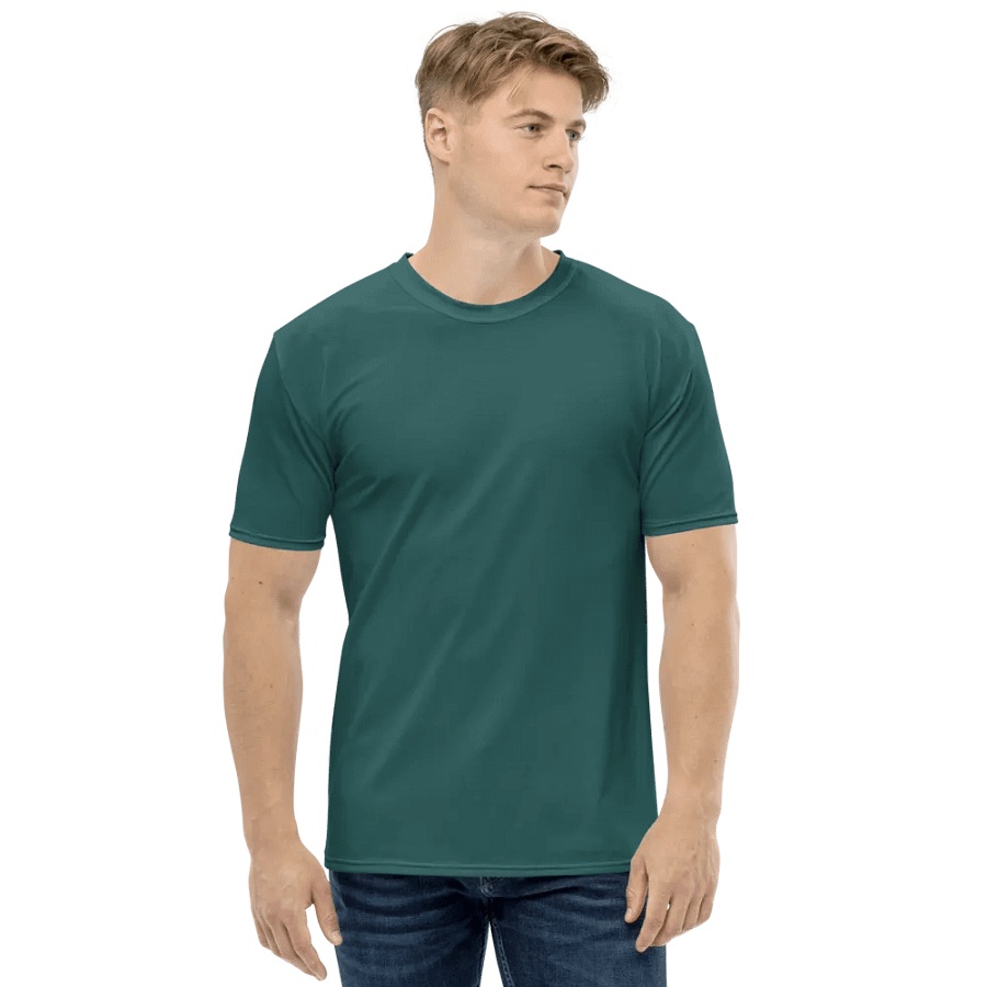 Plain Teal Green Soft Summer Men's Crewneck Polyester Heavyweight Premium T-Shirt by Treasure Pie product image (4)