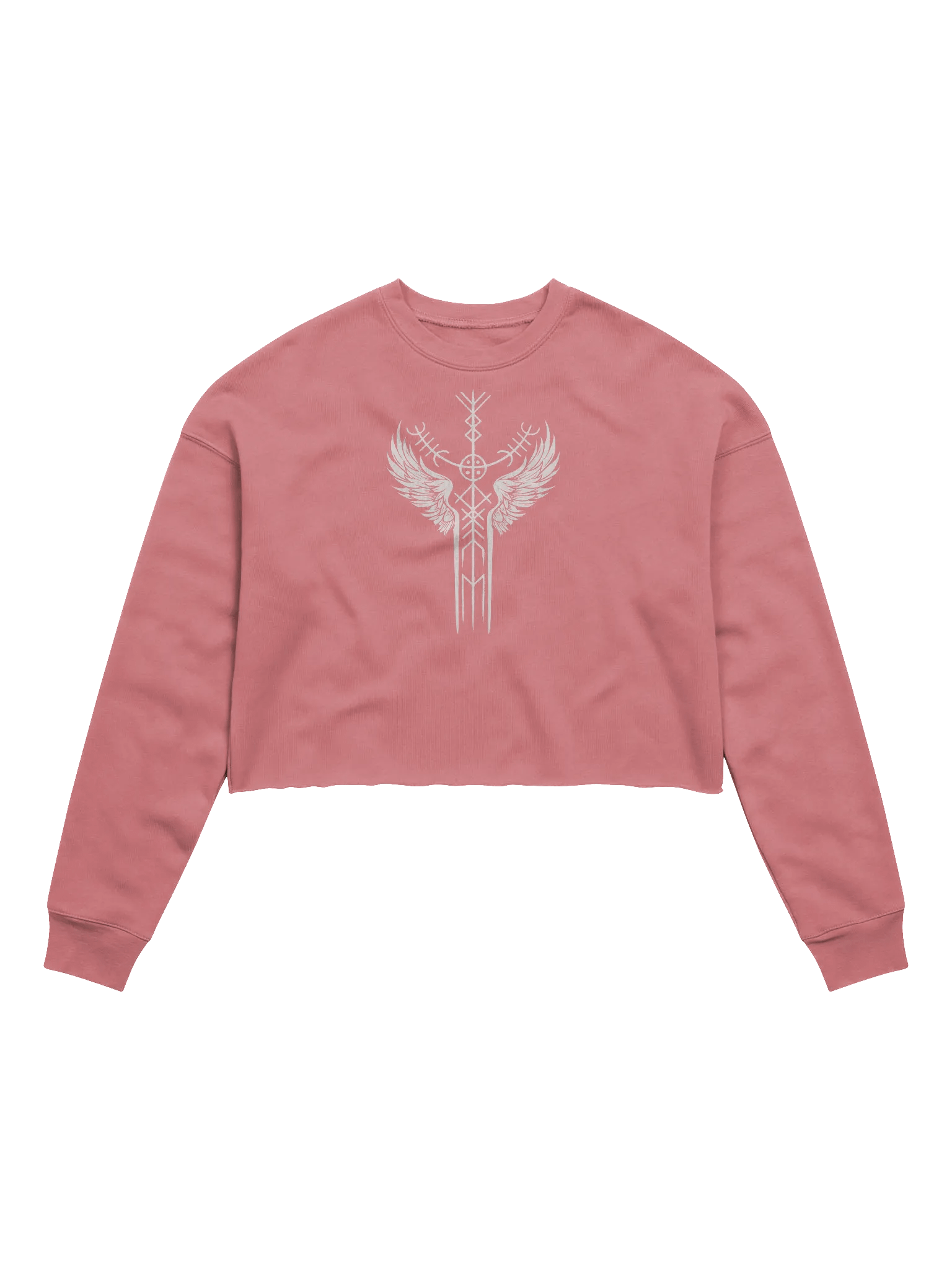 The Valkyrie Stave Women's Fleece Crop Sweatshirt (white print) product image (2)
