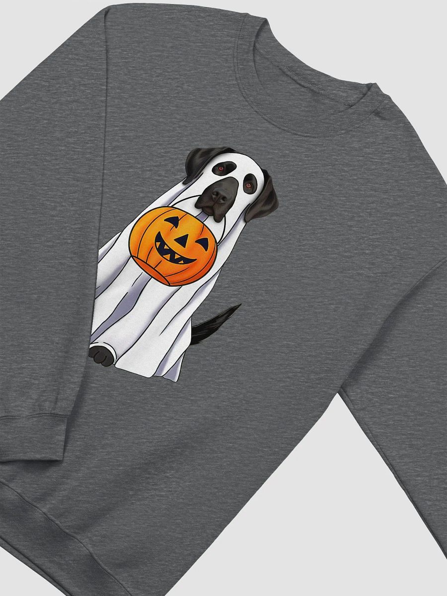 Labrador(Black) Halloween Sweatshirt | Funny Fall & Halloween Labrador Wearing a Ghost Costume with a Pumpkin Basket product image (4)
