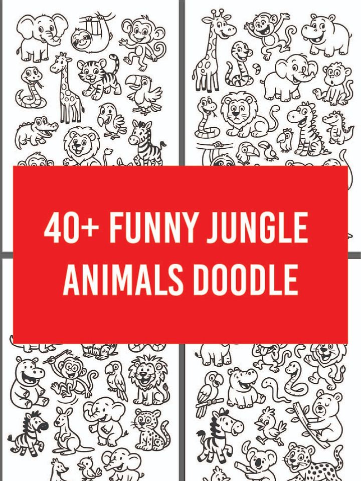 40+ Funny Jungle Animals Vector Graphics Instant Download product image (1)
