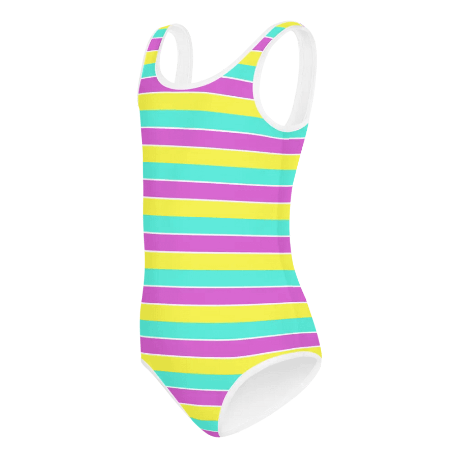 Colorful Swimsuit for Girls with stripes, Blue, Yellow, Pink, White, Leopard Collection product image (5)