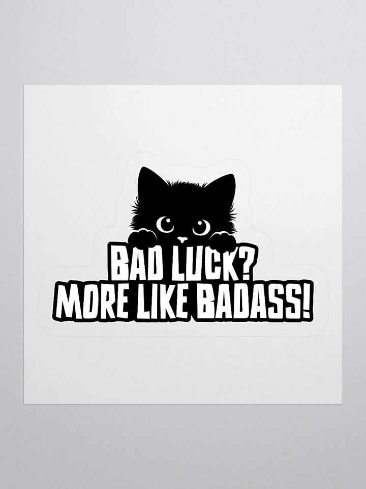 Cute Black Kitten "Badass" Funny Cat Lover Sticker product image (2)