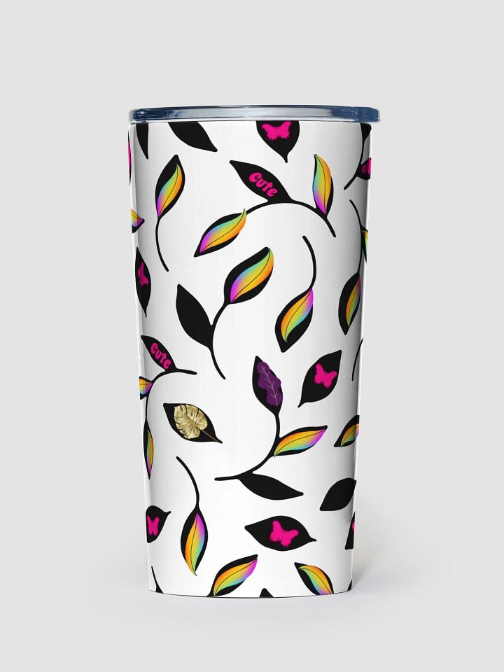 Cute Leaves and Butterflies 20oz Vacuum insulated Stainless Steel Tumbler with reusable Straw, Lead proof cup lid. Tumbler Mug Flasks product image (1)