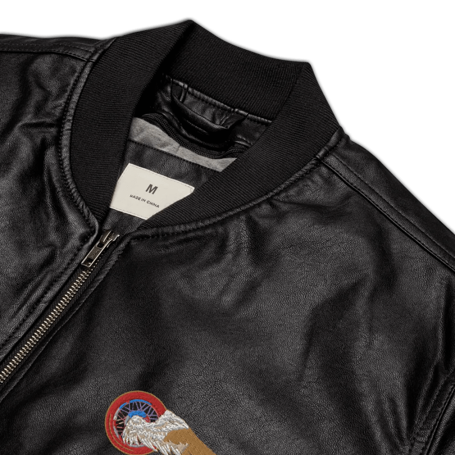 Winged Rider Faux Leather Bomber Jacket product image (3)