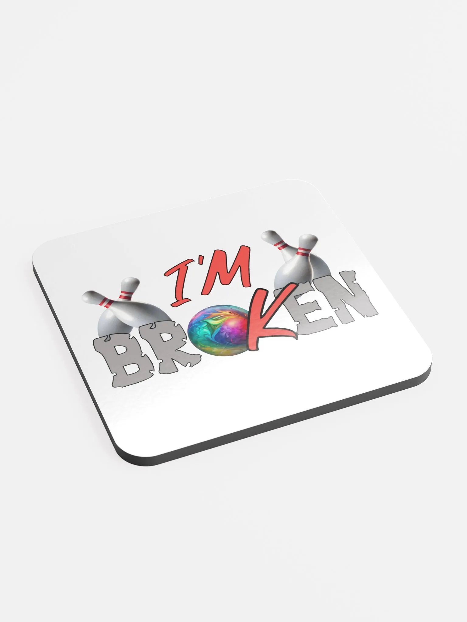 Im Broken Im Ok Bowling Shattered Strike Cork Coaster product image (3)