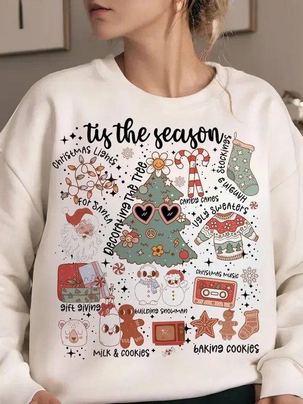 Women Sweatshirt Fall Winter Autumn Merry Christmas Santa Claus product image (1)