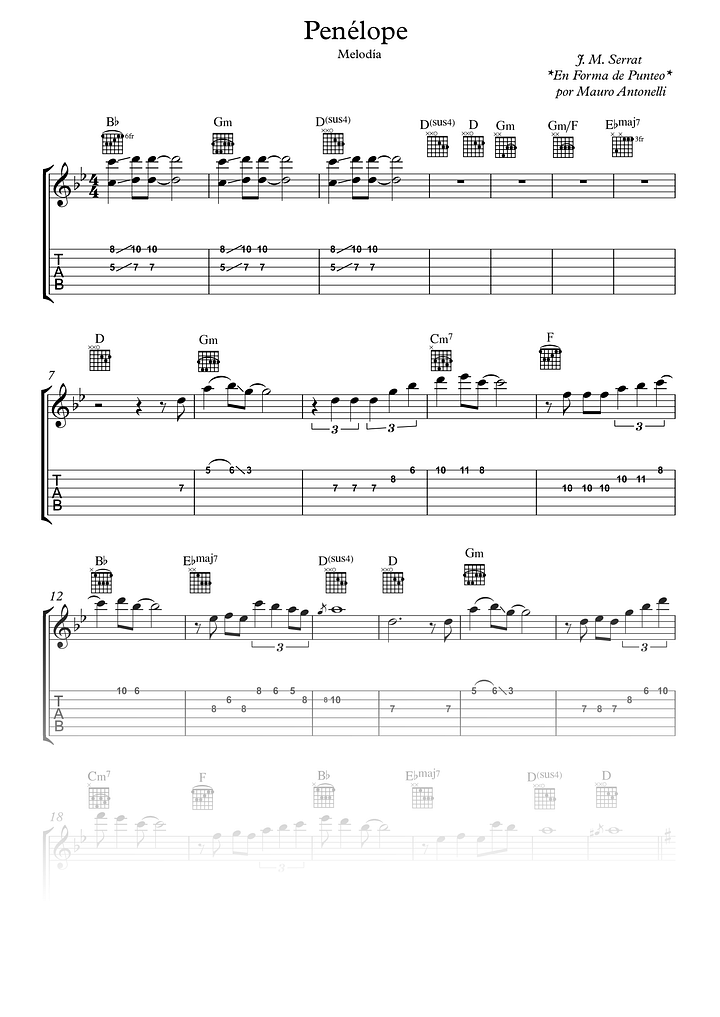 Penélope - Partitura + Tabs + Acordes + Pista product image (1)