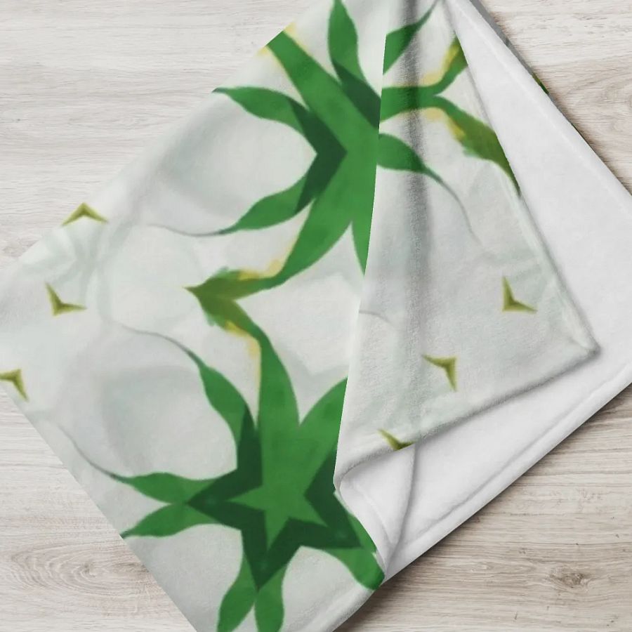 White & Green Floral Throw Blanket product image (7)