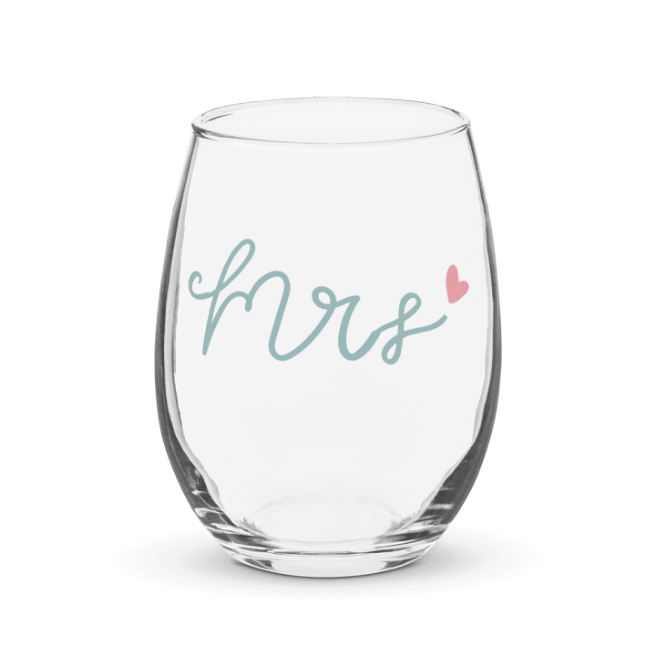 Mrs. Heart Stemless Wine Glass product image (1)