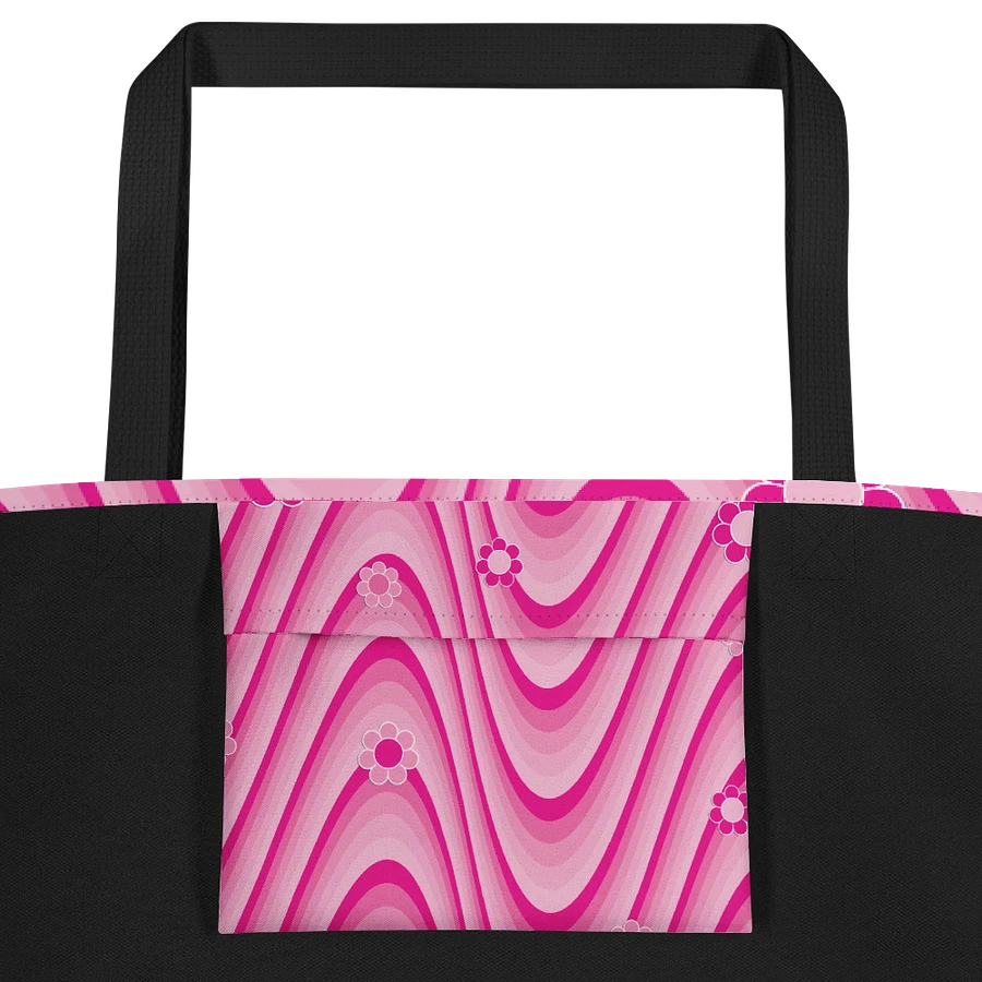 Retro Flowers Pink Wave Tote Bag product image (4)
