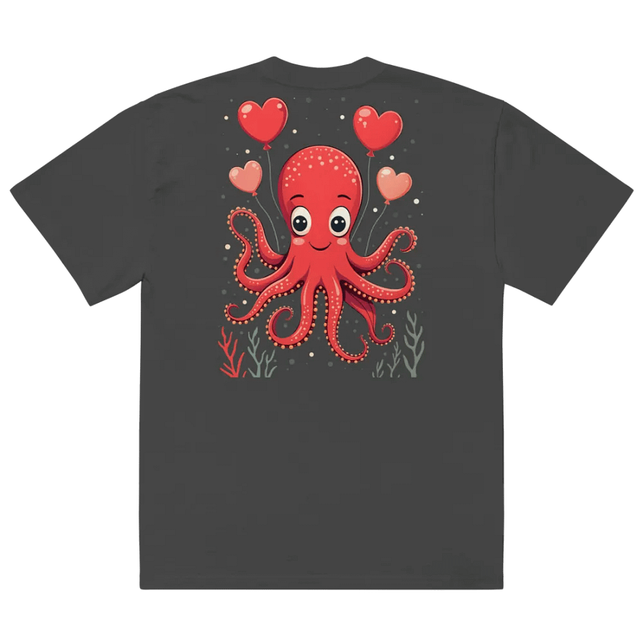 Octopus with Hearts Balloons Faded T-Shirt product image (4)