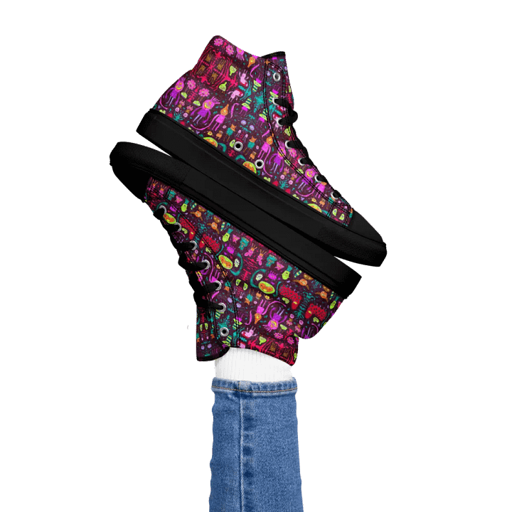 Abstract Darker Doodle Creatures Ladies High Top Canvas Shoes product image (2)