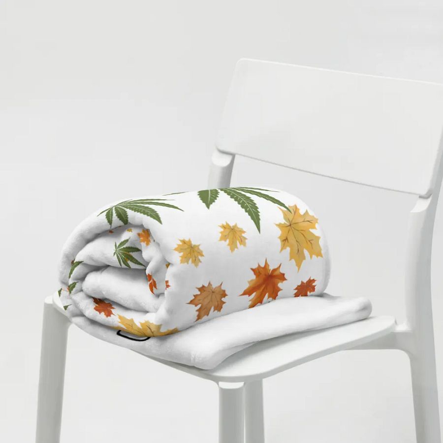 Autumn Breeze & Cannabis Leaves Throw Blanket product image (7)