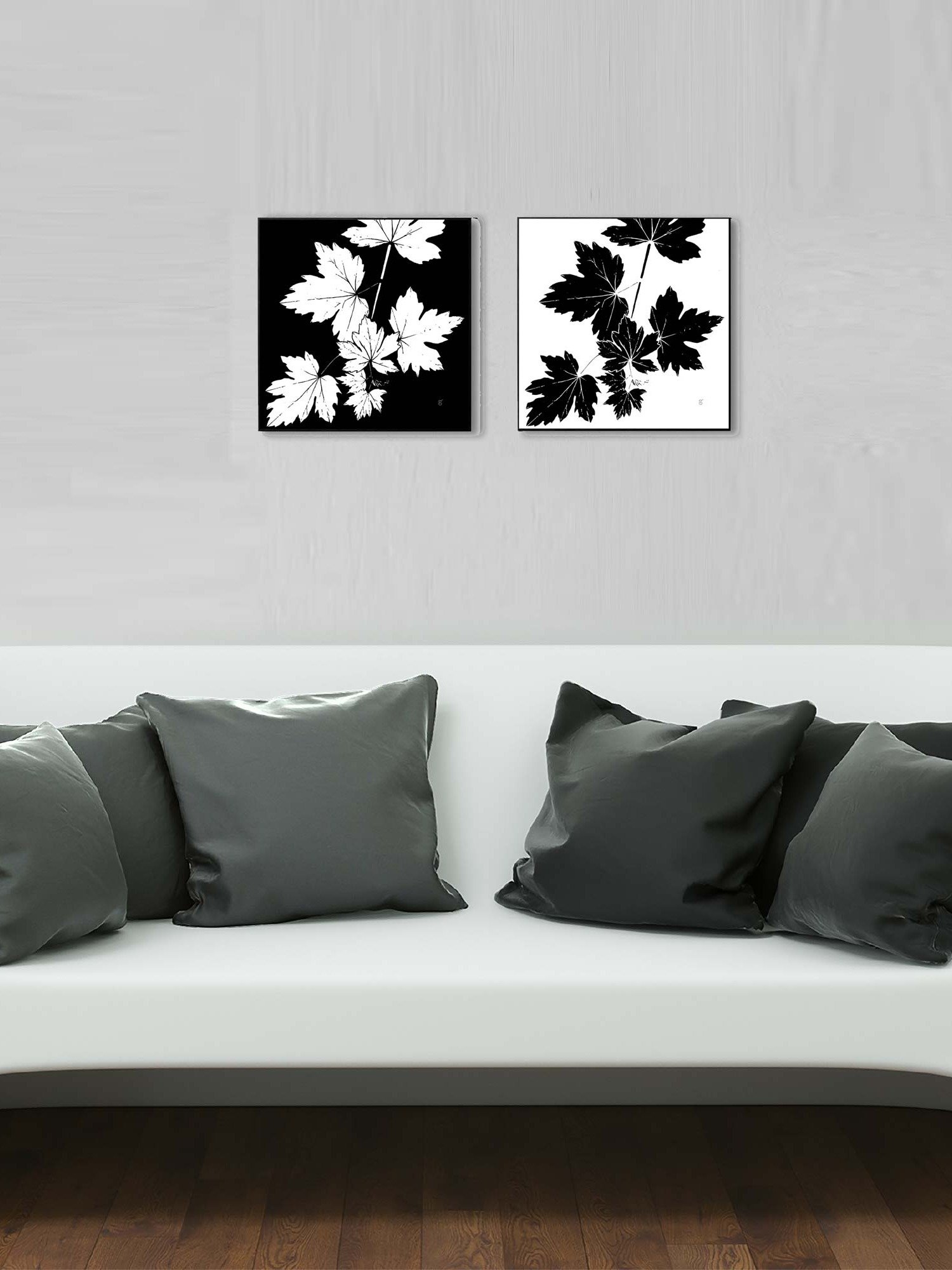 Leafy Silhouette Canvas Print - Grape Leaves Dark product image (6)