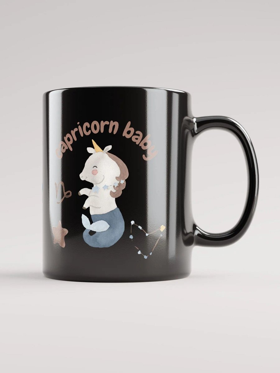 Capricorn Baby December 22 – January 19 BLACK GLOSSY MUG Baby Gift, New Baby Gift, Fun Astrology Gift product image (1)