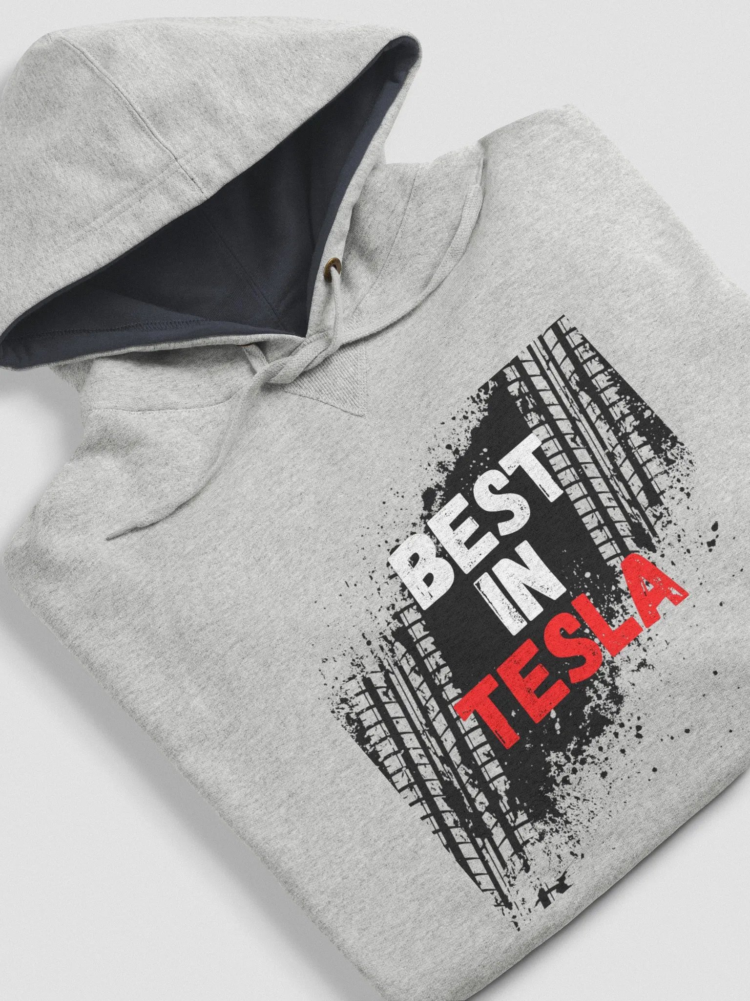 BestInTESLA with tire tracks Hoodie - Grey product image (6)