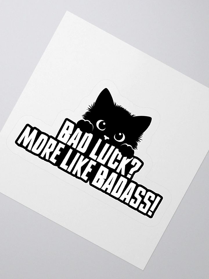 Cute Black Kitten "Badass" Funny Cat Lover Sticker product image (5)