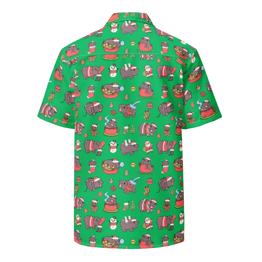 MOODENG'S GREEN CHRISTMAS HAWAIIAN SHIRT! product image (3)