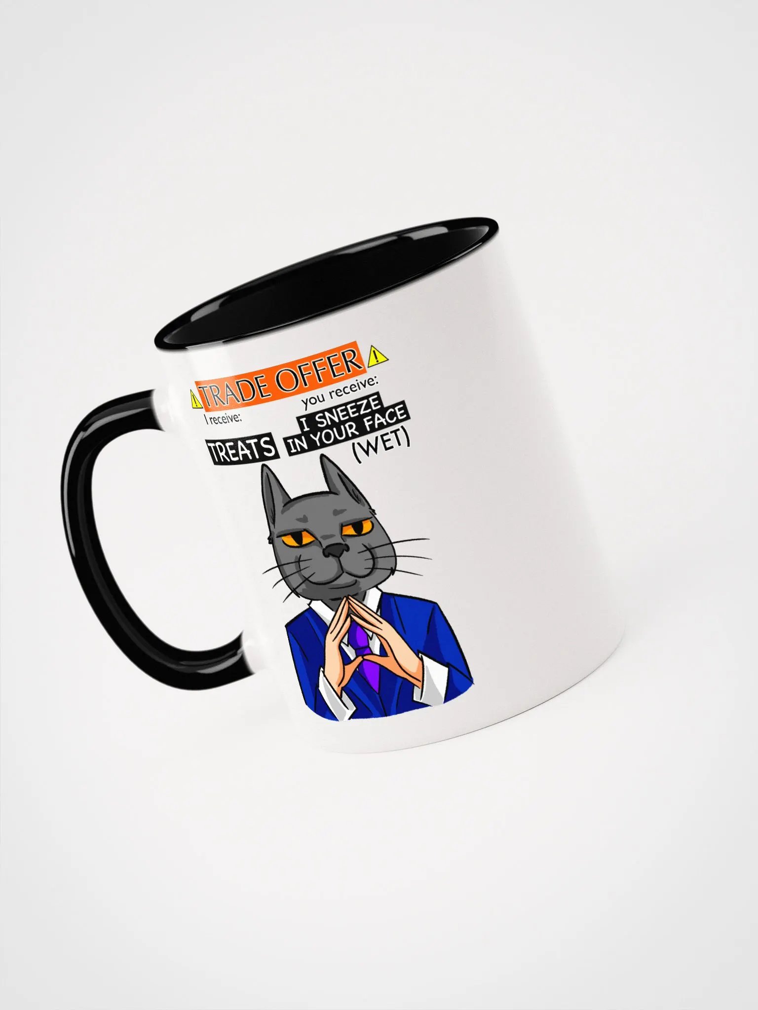 Trade Offer Human-Cat Meme Mug Multicolored Rim product image (3)