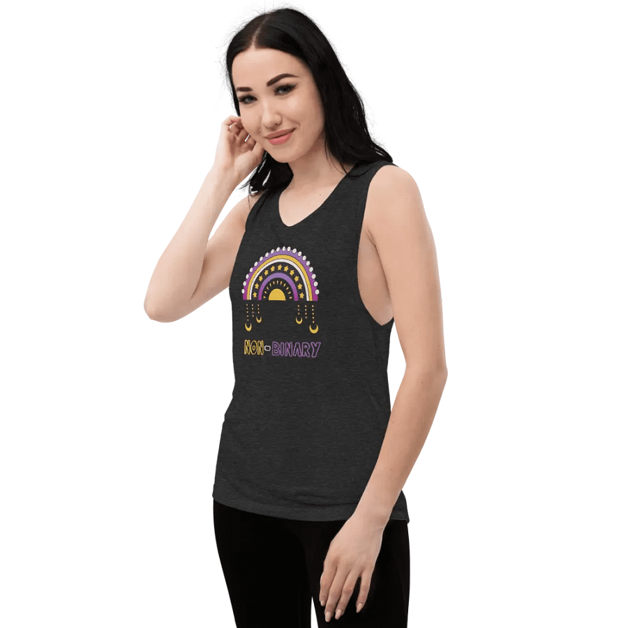 Non-Binary Rainbow Fitted Muscle Tank product image (9)