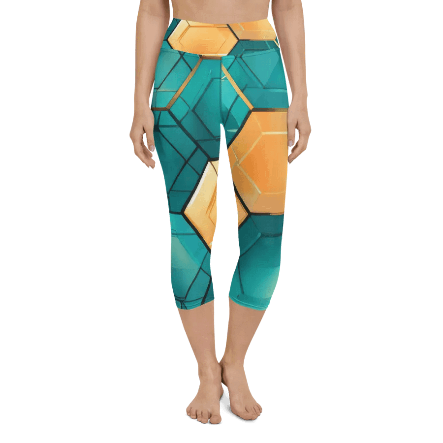 Hexagonal Harmony: Teal and Gold Geometric Fusion product image (4)