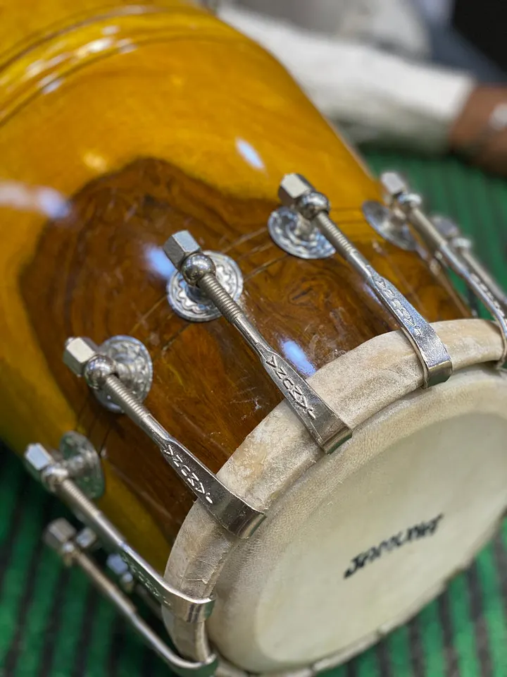 JAMUNA DHOLAK| Shisham Wood | Premium Segment Handmade Dholak | Natural Shade Polish | Bronze Nickelled Nut Bolts | for Studio Purpose product image (2)