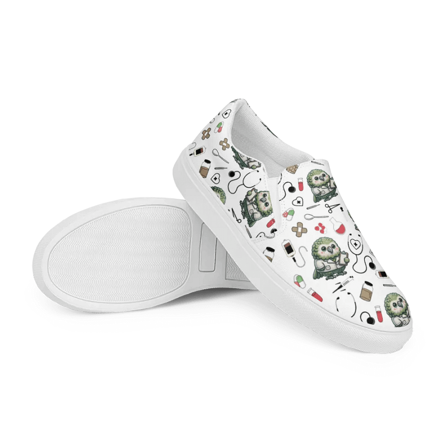 Cute Medical Kakapo Slip-On Canvas Shoes (White) product image (7)