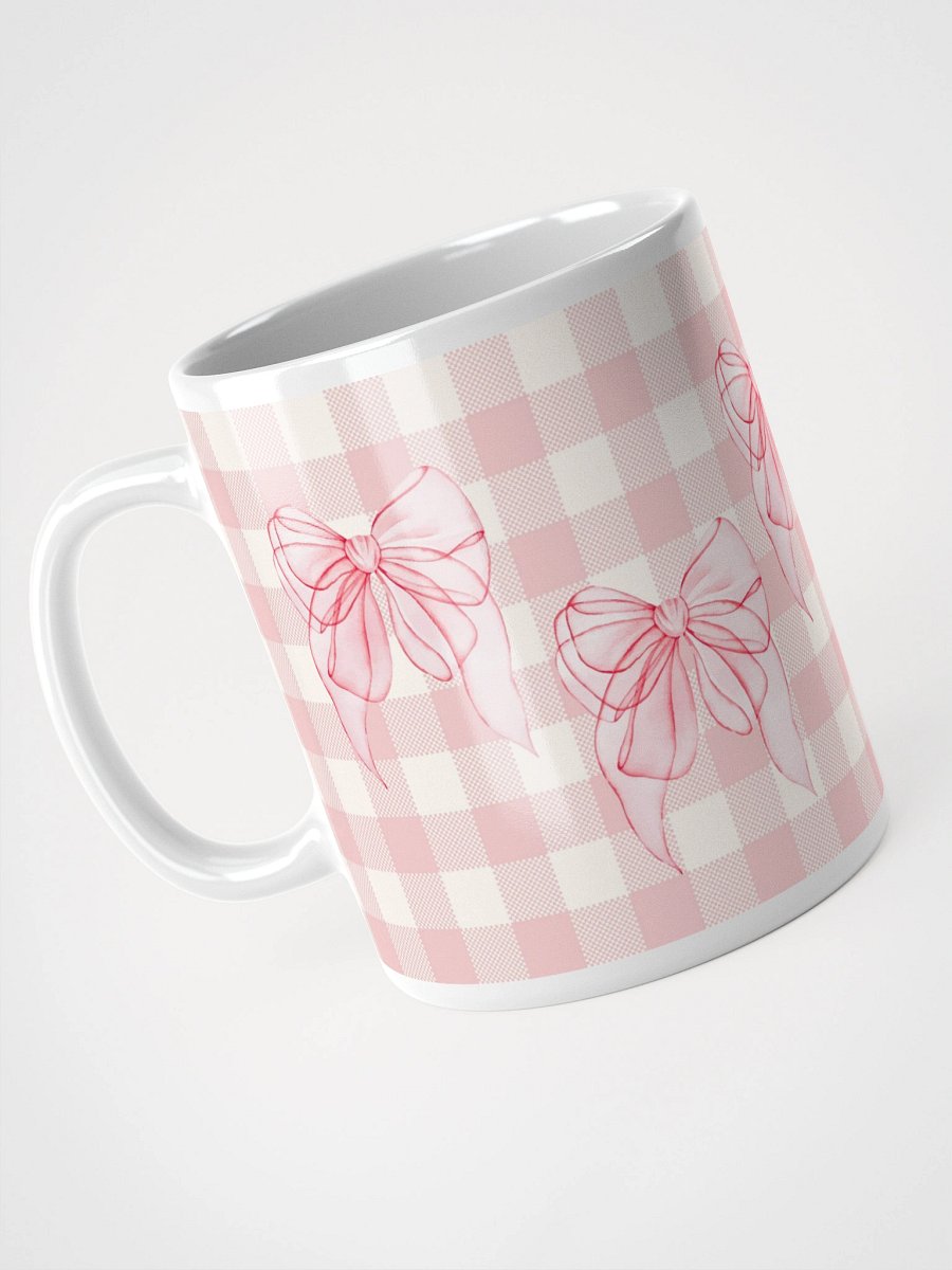 Mug Blanc Vichy Revisité - Saumon - Cadeau Style Chic et Poétique product image (3)