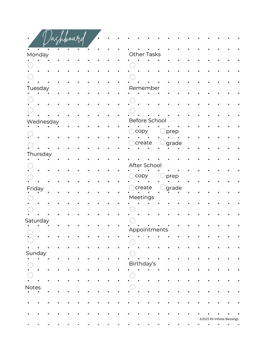 Task & To Do Dashboard | Digital & Printable Bullet Journal Layout for Educators product image (4)