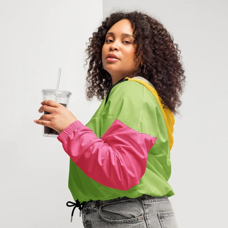 Lime/Pink/Yellow Women’s Cropped Windbreaker product image (3)