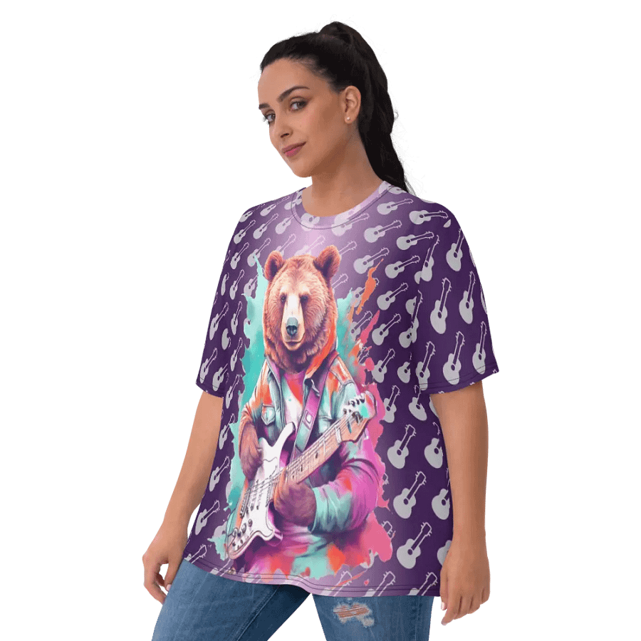 Cool Bear Playing Guitar All Over Print T-shirt product image (3)