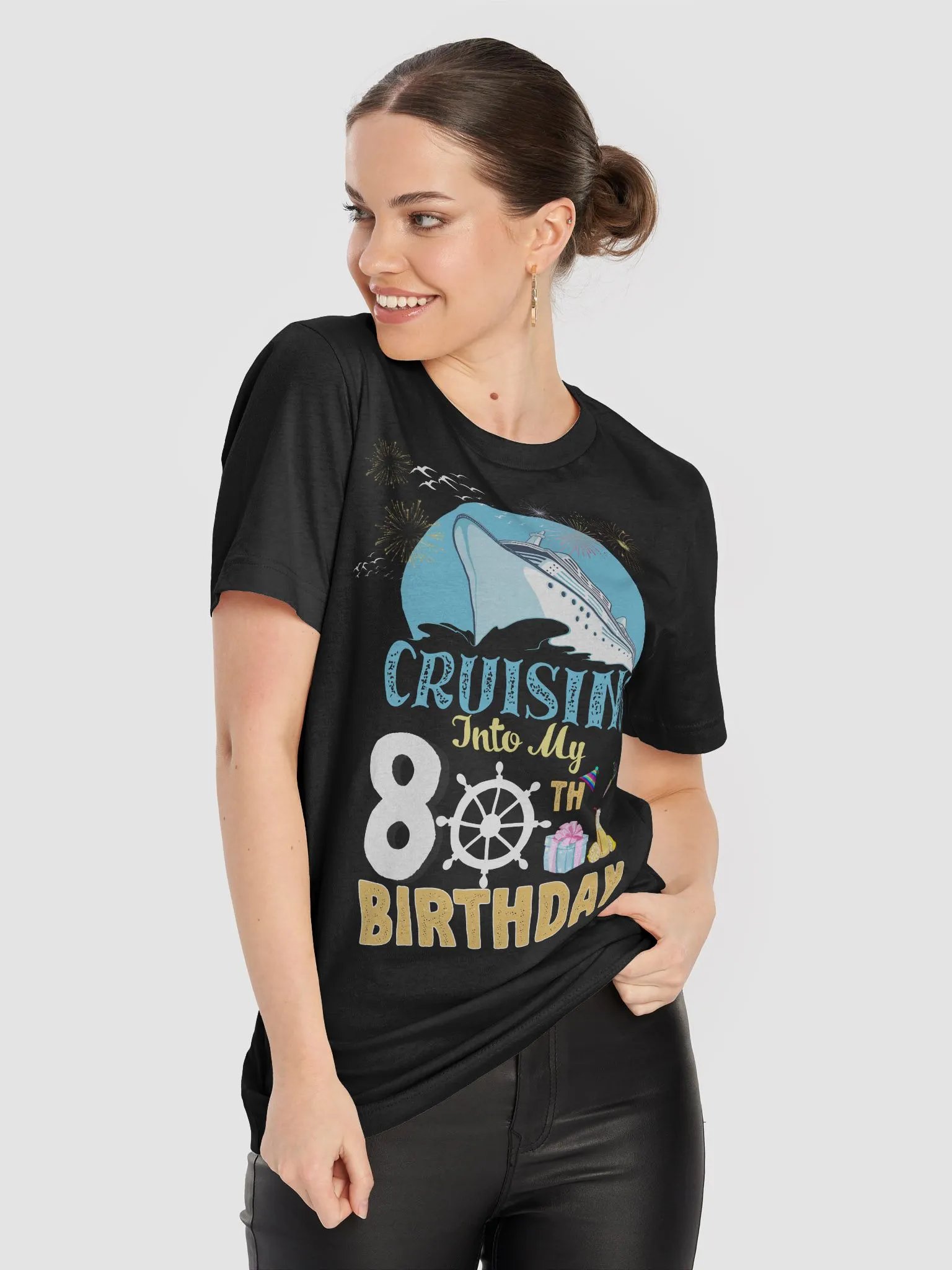 Cruising Into My 80 Happy 80th Birthday Cruise T-Shirt product image (8)