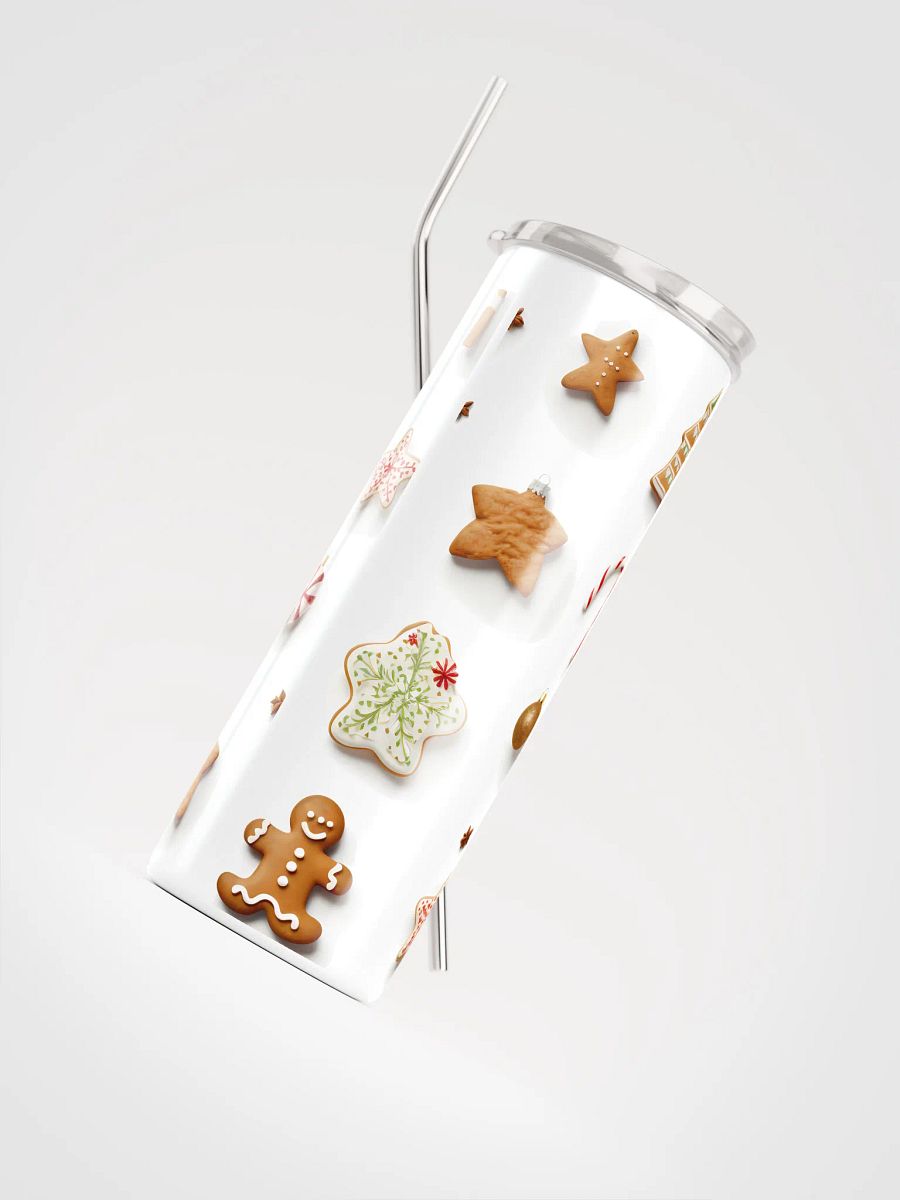Christmas Gingerbread Skinny Tumbler with Straw, 20oz, Gingerbread, Christmas Tree, Candy Cane, Star Anise, Snow Flake, Ornaments product image (4)