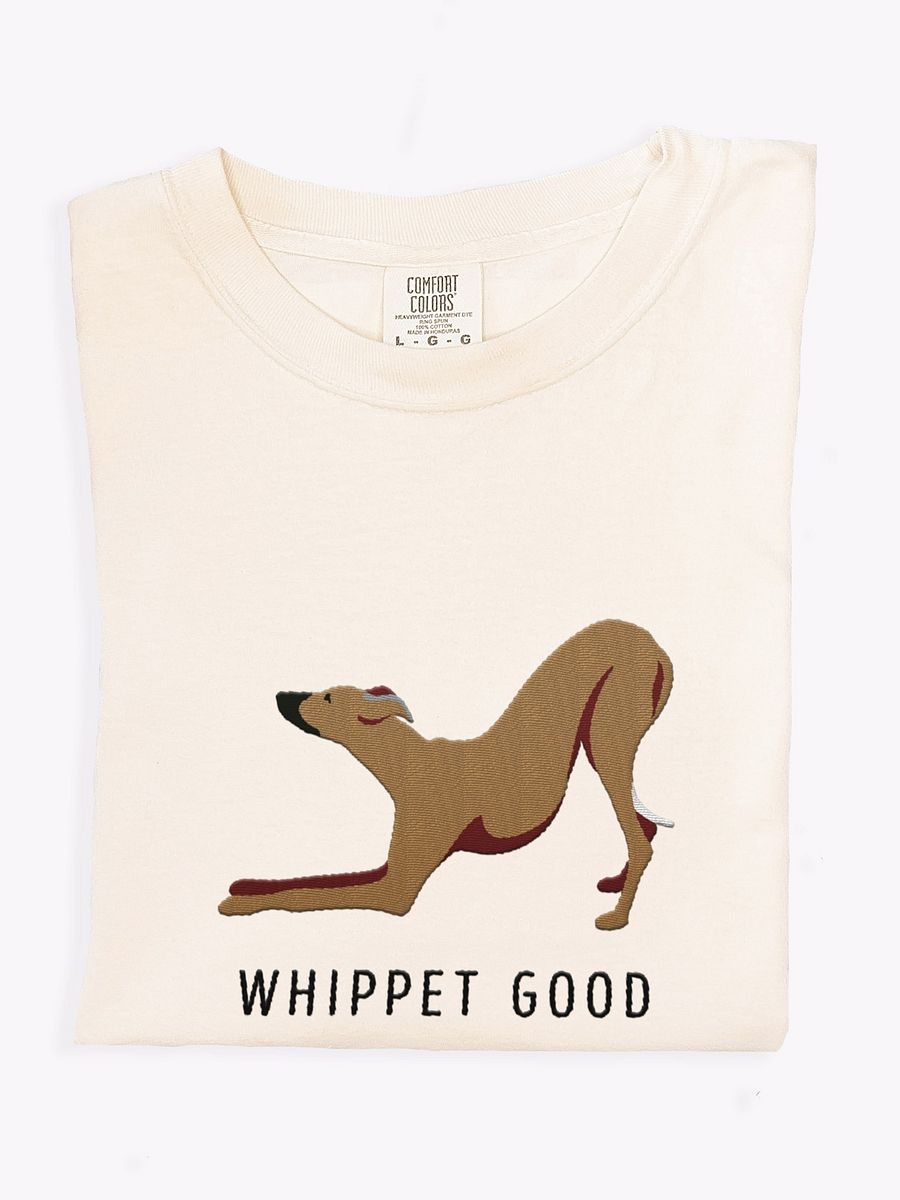Whippet Good T-Shirt(Embroidered) of a Whippet(Tan) product image (1)