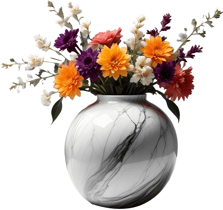 Shabby Chic – Marble Eternal Vase with Vibrant Floral Arrangement png product image (1)