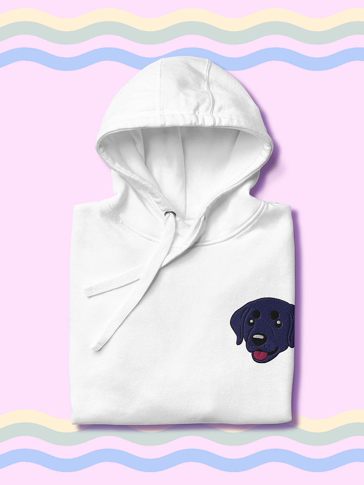 Happy Black Labrador Retriever Pup Embroidered Unisex Premium Hoodie product image (2)