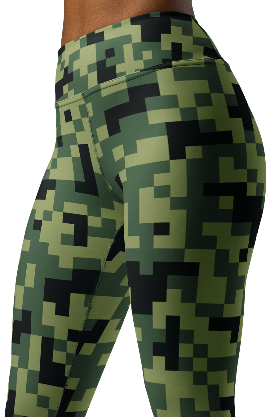 Military Green Camouflage Pixels Camo Pattern Yoga Leggings product image (3)