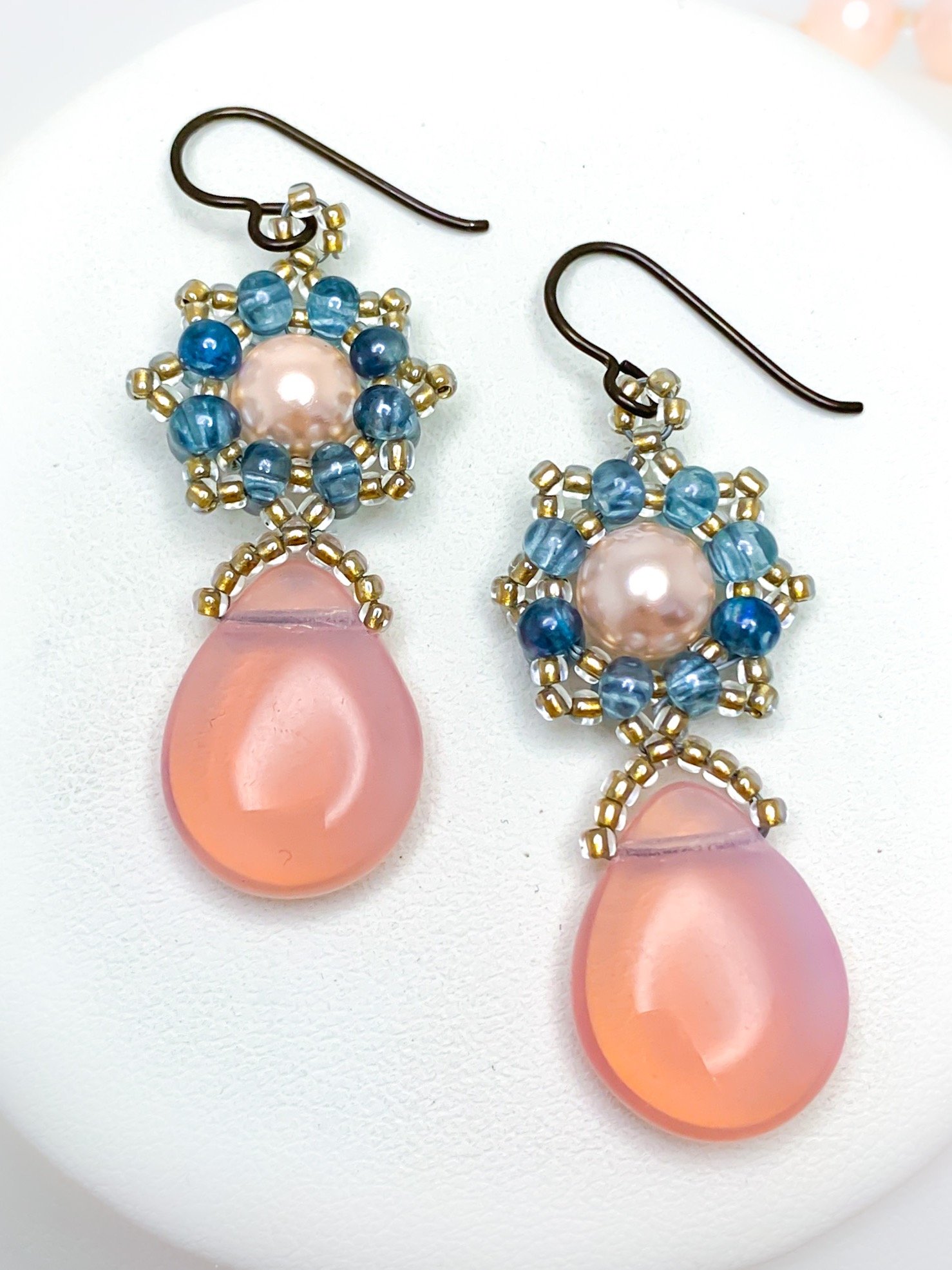 Majesty Beaded Necklace and Earrings Set - Blue, Pink product image (6)