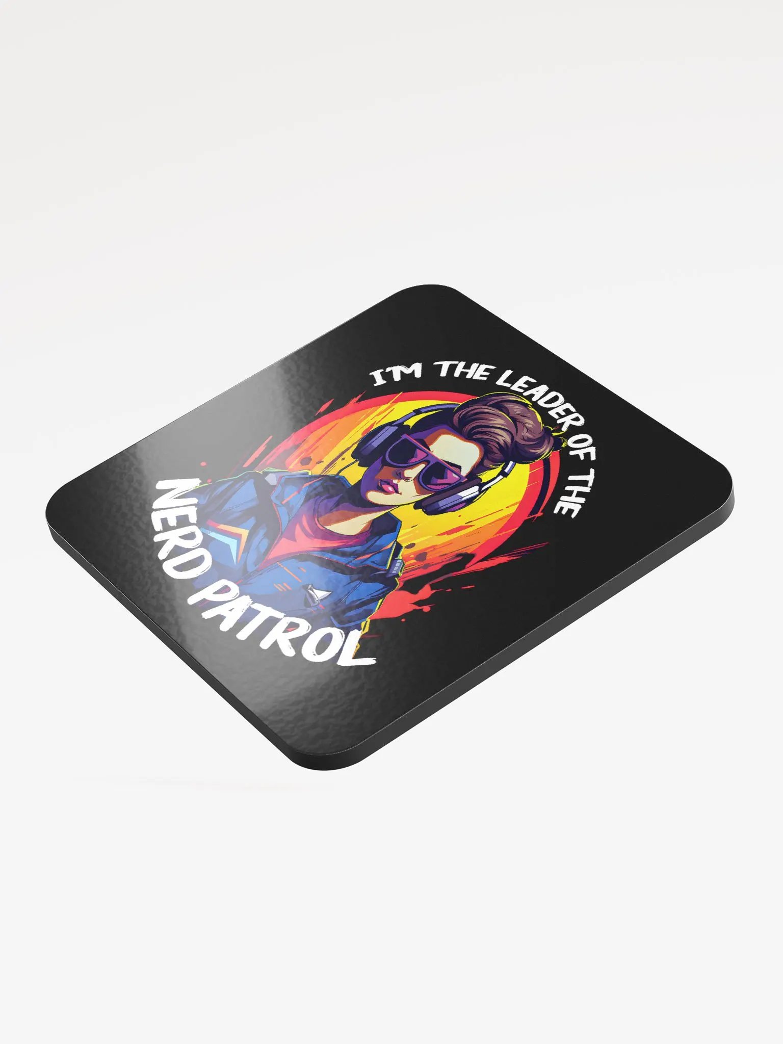 Nerd Patrol Female Glossed Cork Coaster product image (3)